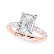 Classic Em Center Emerald Diamond Engagement Ring in 10K/14K gold and platinum with certified lab-grown or natural diamonds