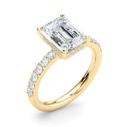 Classic Em Center Emerald Diamond Engagement Ring in 10K/14K gold and platinum with certified lab-grown or natural diamonds