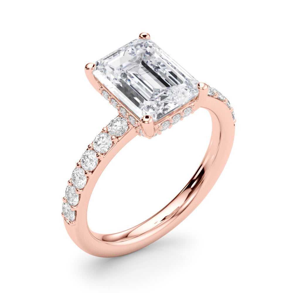 Classic Em Center Emerald Diamond Engagement Ring in 10K/14K gold and platinum with certified lab-grown or natural diamonds