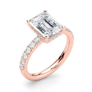 Classic Em Center Emerald Diamond Engagement Ring in 10K/14K gold and platinum with certified lab-grown or natural diamonds