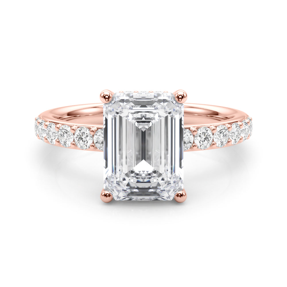 Classic Em Center Emerald Diamond Engagement Ring in 10K/14K gold and platinum with certified lab-grown or natural diamonds