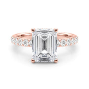 Classic Em Center Emerald Diamond Engagement Ring in 10K/14K gold and platinum with certified lab-grown or natural diamonds