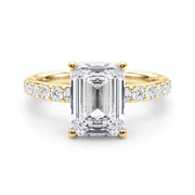 Classic Em Center Emerald Diamond Engagement Ring in 10K/14K gold and platinum with certified lab-grown or natural diamonds