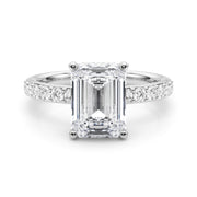 Classic Em Center Emerald Diamond Engagement Ring in 10K/14K gold and platinum with certified lab-grown or natural diamonds