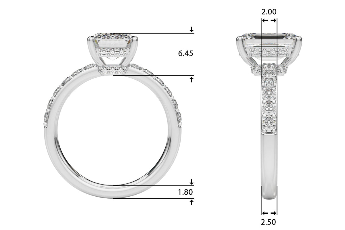 Classic Em Center Emerald Diamond Engagement Ring in 10K/14K gold and platinum with certified lab-grown or natural diamonds