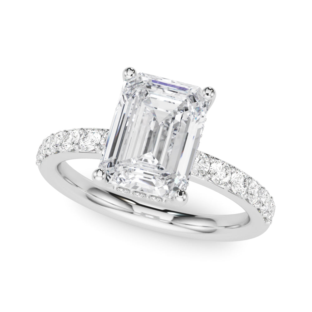 Classic Em Center Emerald Diamond Engagement Ring in 10K/14K gold and platinum with certified lab-grown or natural diamonds
