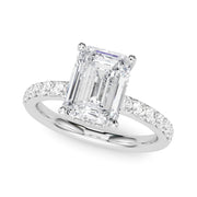 Classic Em Center Emerald Diamond Engagement Ring in 10K/14K gold and platinum with certified lab-grown or natural diamonds