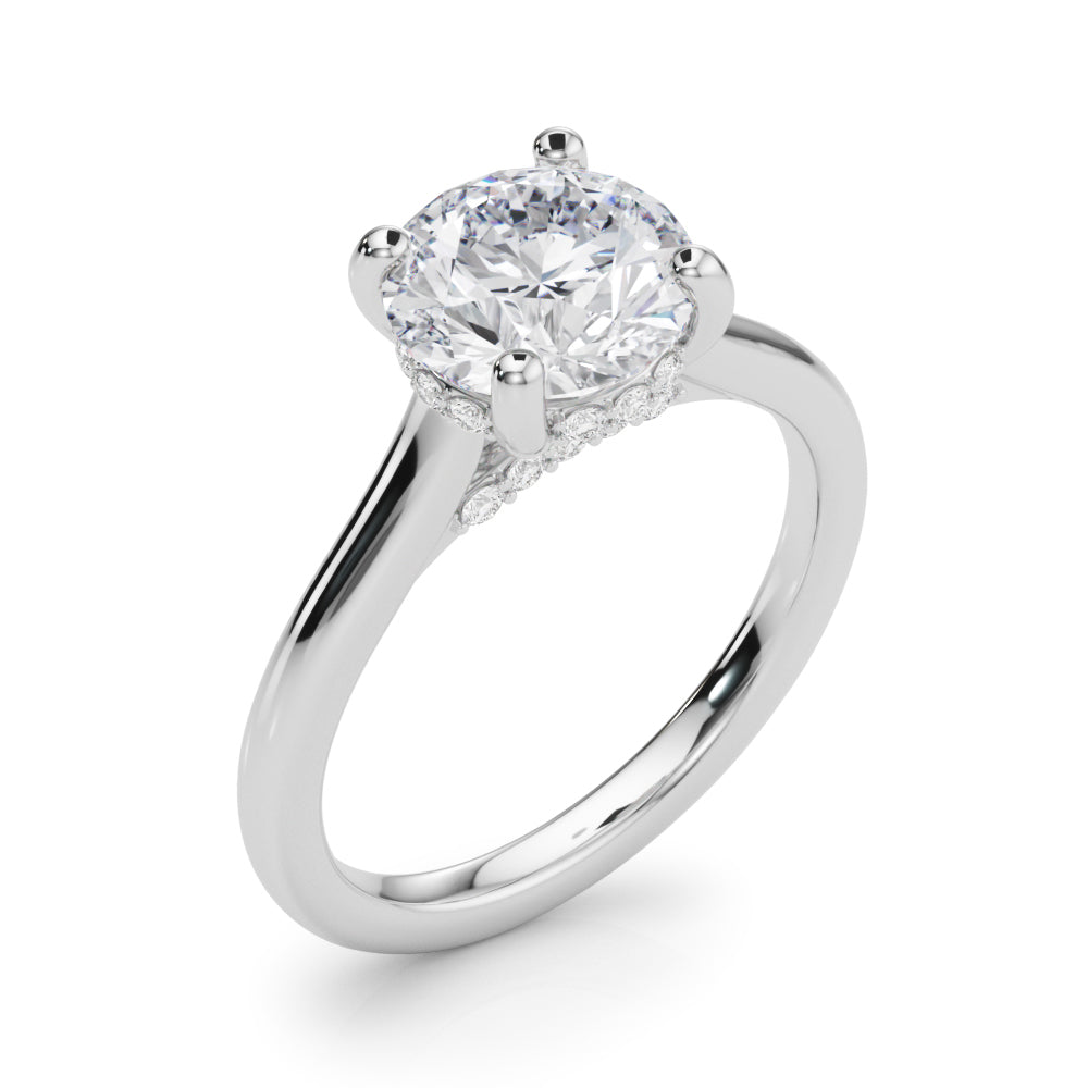 Timeless Sidestone Round Diamond Engagement Ring in 10K/14K gold and platinum with certified lab-grown or natural diamonds