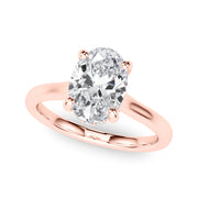 Elegant Sidestone Oval Diamond Engagement Ring in 10K/14K gold and platinum with certified lab-grown or natural diamonds