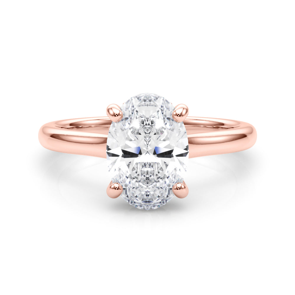 Elegant Sidestone Oval Diamond Engagement Ring in 10K/14K gold and platinum with certified lab-grown or natural diamonds