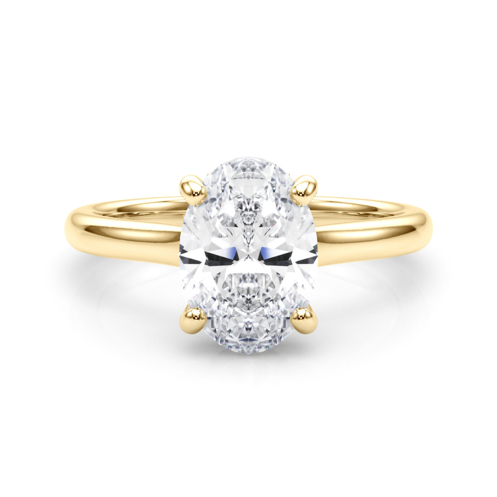 Elegant Sidestone Oval Diamond Engagement Ring in 10K/14K gold and platinum with certified lab-grown or natural diamonds