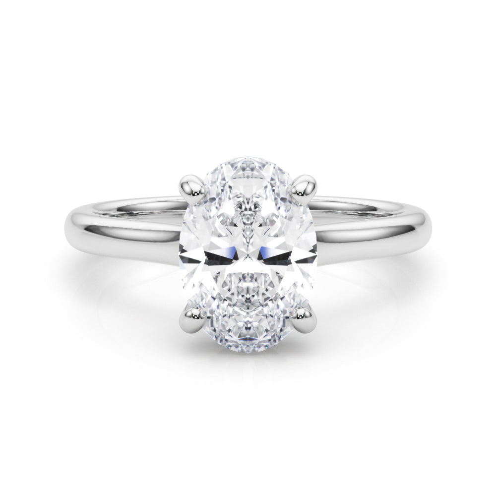 Elegant Sidestone Oval Diamond Engagement Ring in 10K/14K gold and platinum with certified lab-grown or natural diamonds