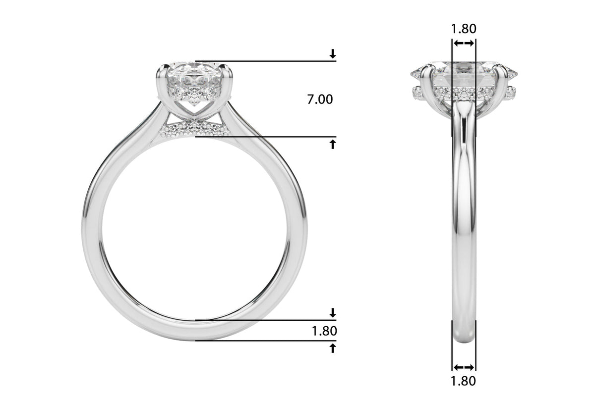 Elegant Sidestone Oval Diamond Engagement Ring in 10K/14K gold and platinum with certified lab-grown or natural diamonds