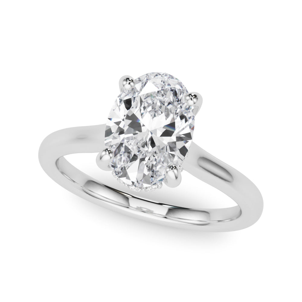 Elegant Sidestone Oval Diamond Engagement Ring in 10K/14K gold and platinum with certified lab-grown or natural diamonds