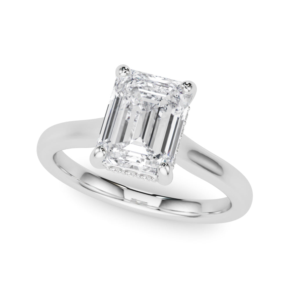 Vintage-Inspired Sidestone Emerald Diamond Engagement Ring in 10K/14K gold and platinum with certified lab-grown or natural diamonds