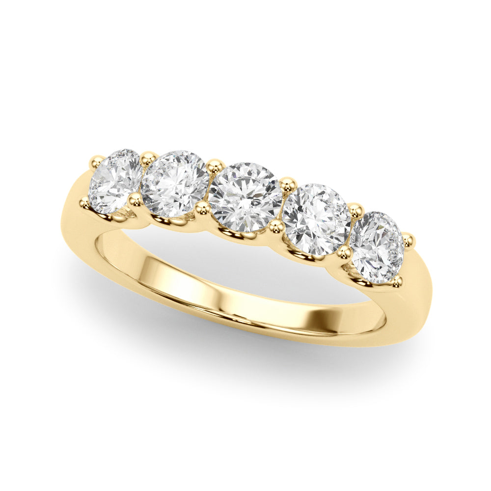 5-Stone Shared Prong Half Eternity Ring in 10K/14K gold and platinum with certified lab-grown or natural diamonds