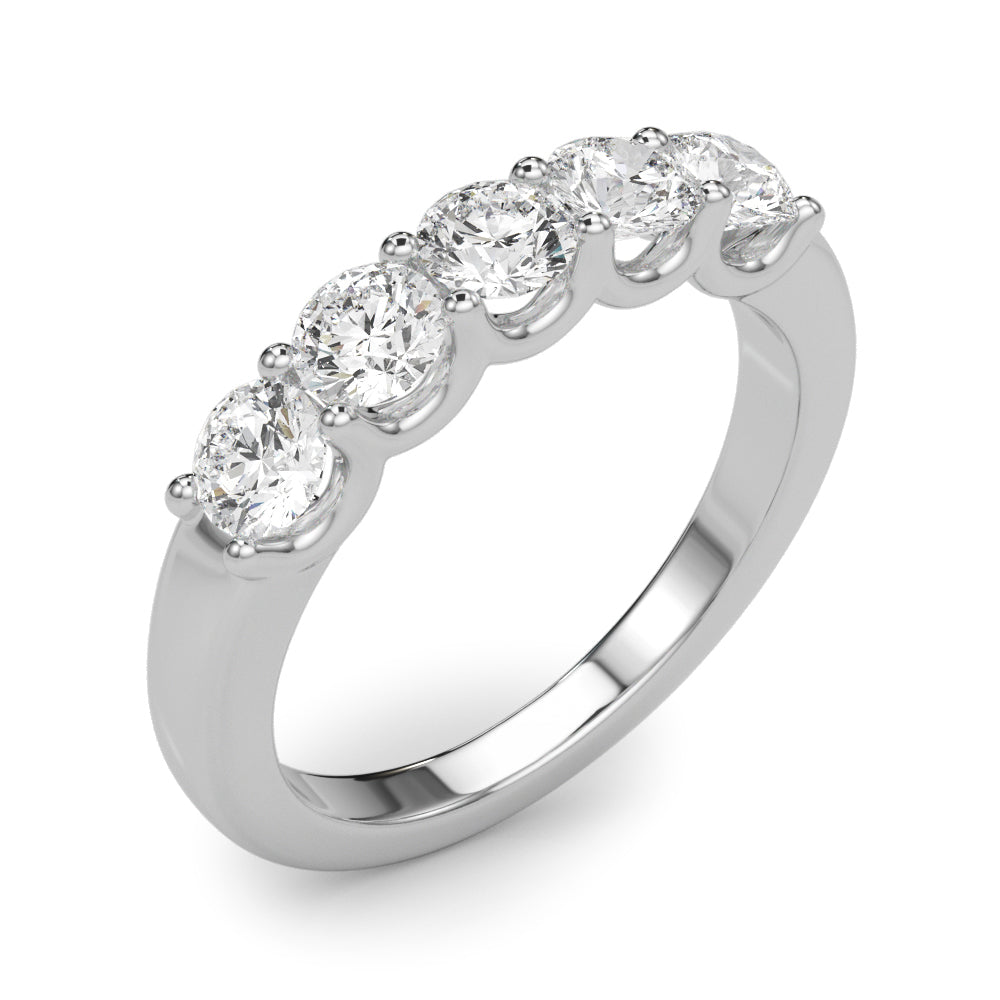 5-Stone Shared Prong Half Eternity Ring in Gold & Platinum