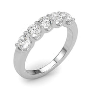 5-Stone Shared Prong Half Eternity Ring in Gold & Platinum