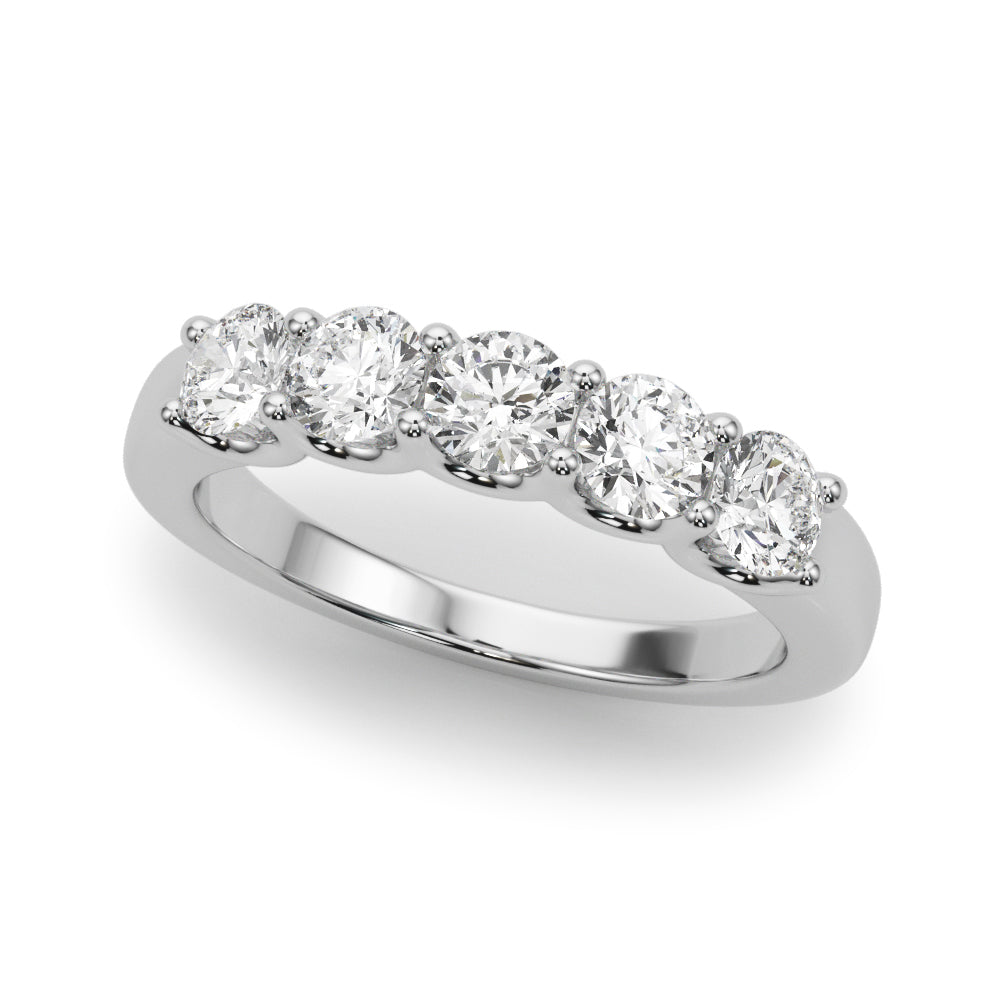 5-Stone Shared Prong Half Eternity Ring in Gold & Platinum