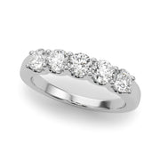5-Stone Shared Prong Half Eternity Ring in Gold & Platinum