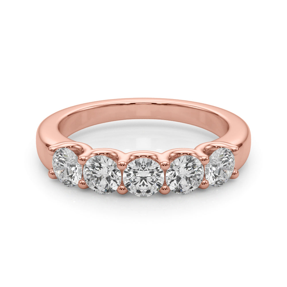 5-Stone Shared Prong Half Eternity Ring in Gold & Platinum