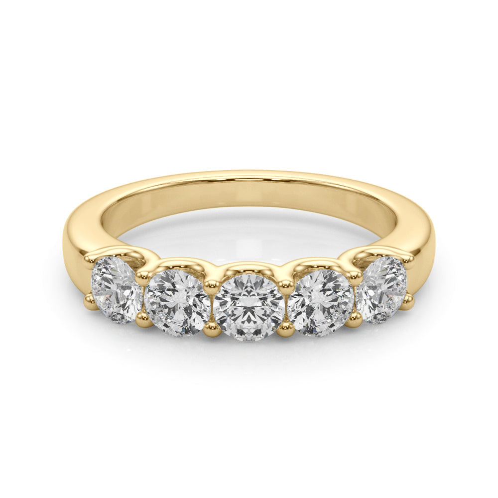 5-Stone Shared Prong Half Eternity Ring in Gold & Platinum