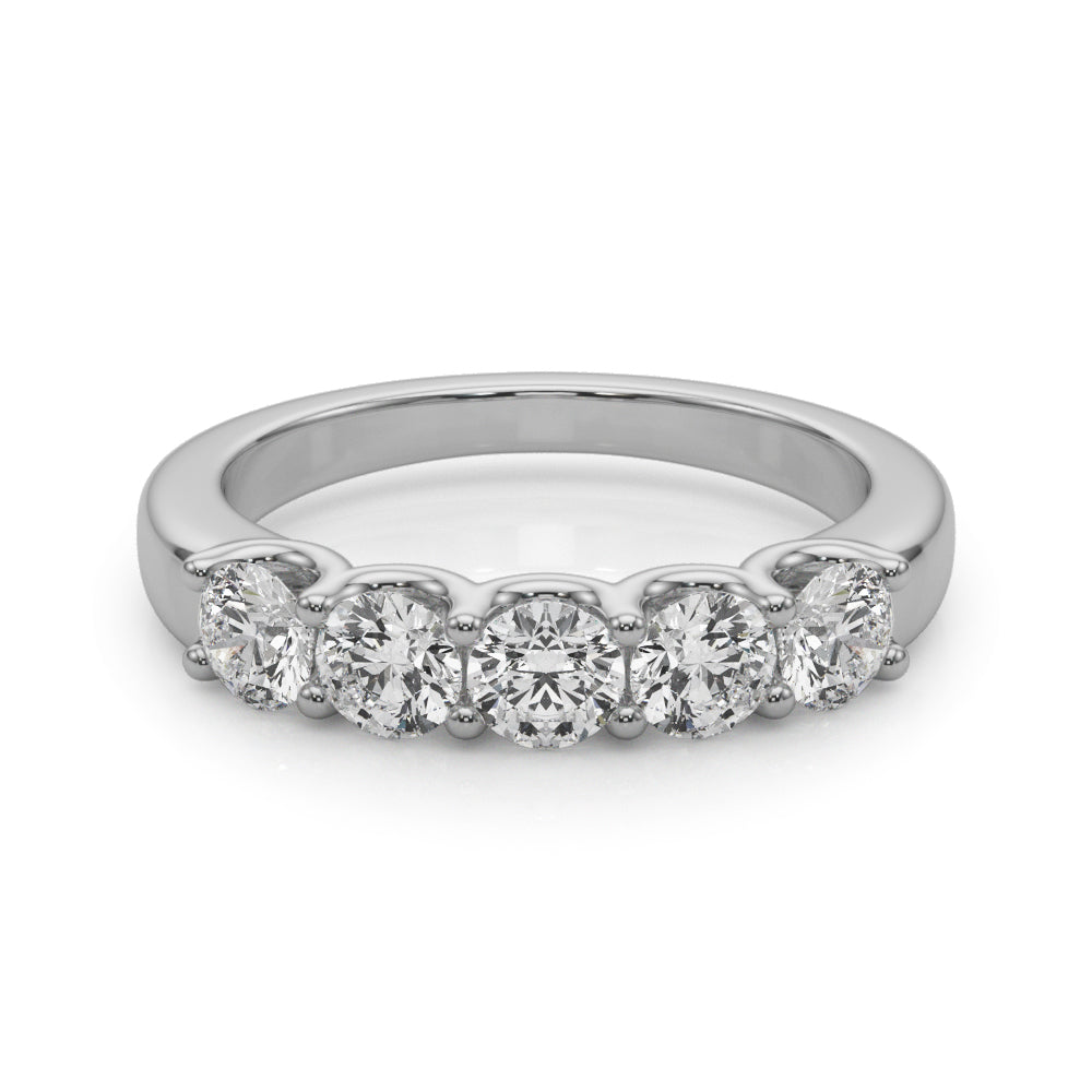 5-Stone Shared Prong Half Eternity Ring in Gold & Platinum