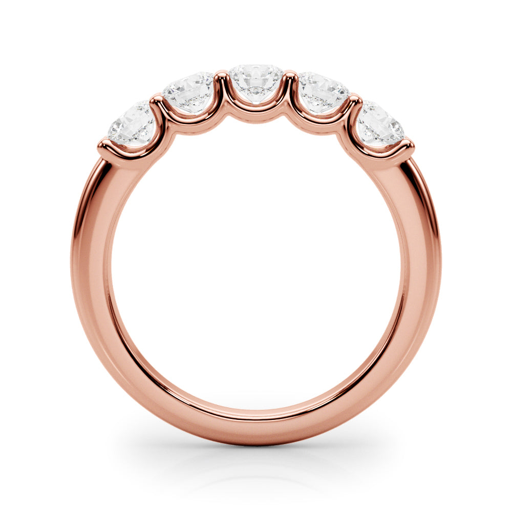 5-Stone Shared Prong Half Eternity Ring in Gold & Platinum