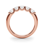 5-Stone Shared Prong Half Eternity Ring in Gold & Platinum