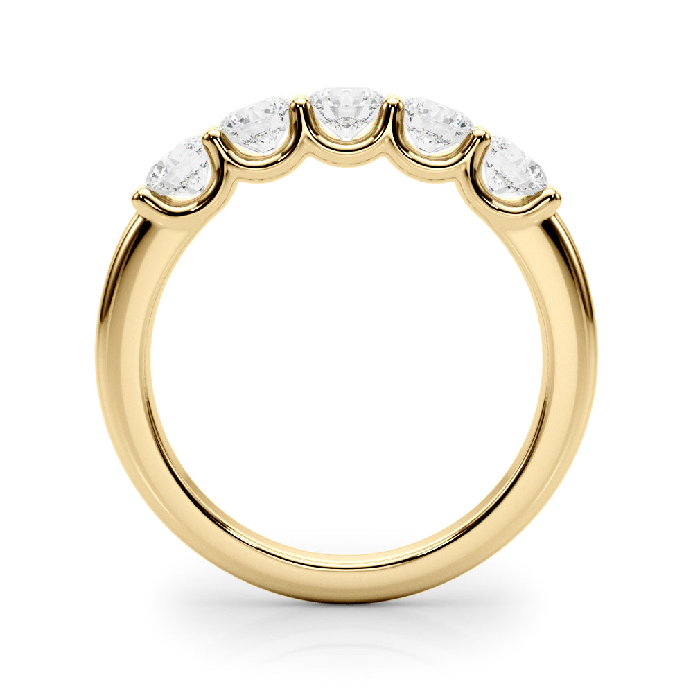 5-Stone Shared Prong Half Eternity Ring in Gold & Platinum
