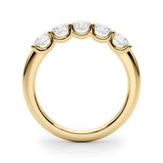 5-Stone Shared Prong Half Eternity Ring in Gold & Platinum