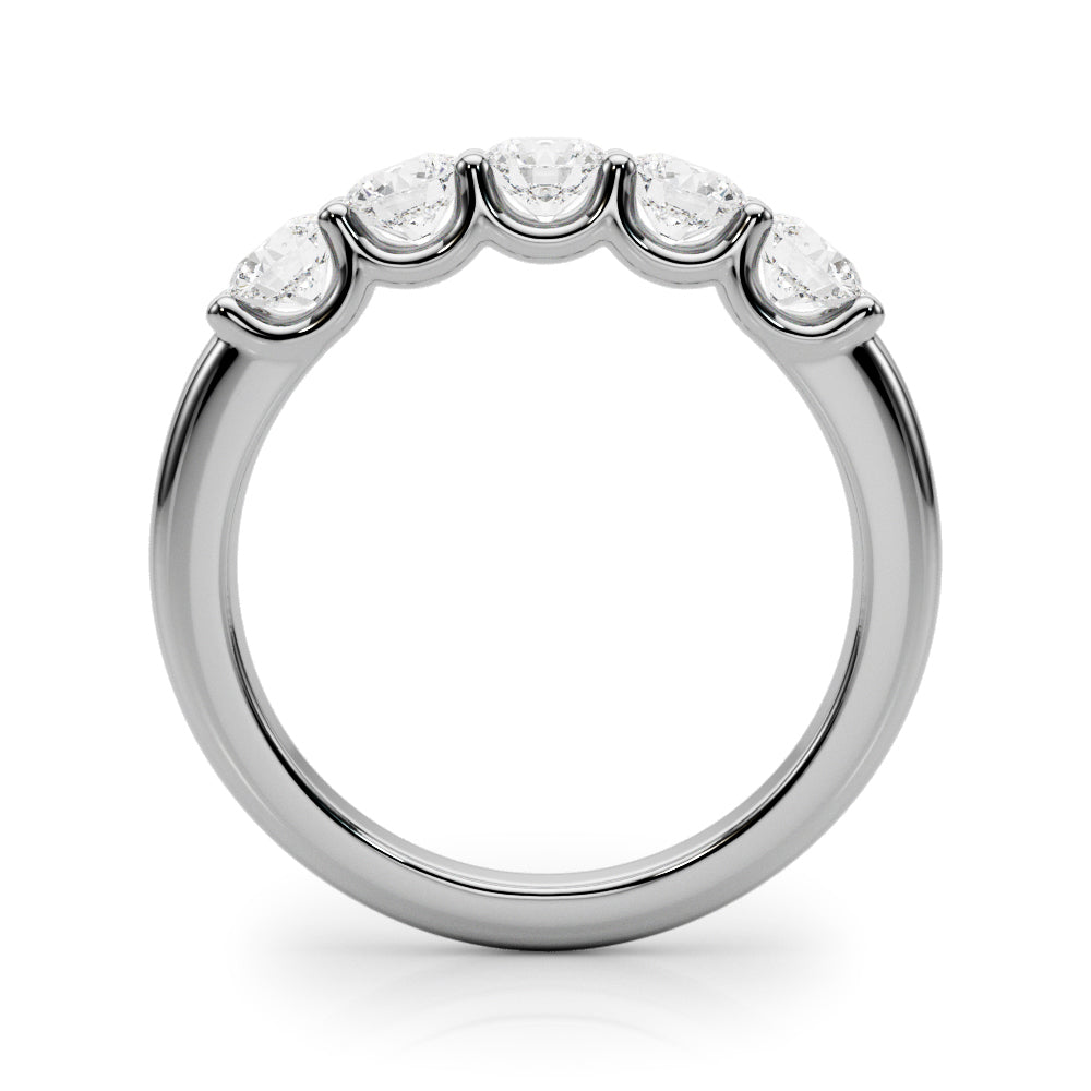 5-Stone Shared Prong Half Eternity Ring in Gold & Platinum