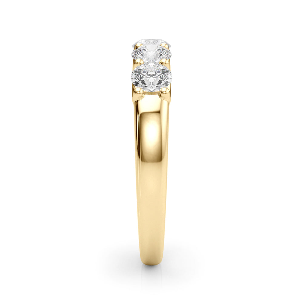 5-Stone Shared Prong Half Eternity Ring in Gold & Platinum