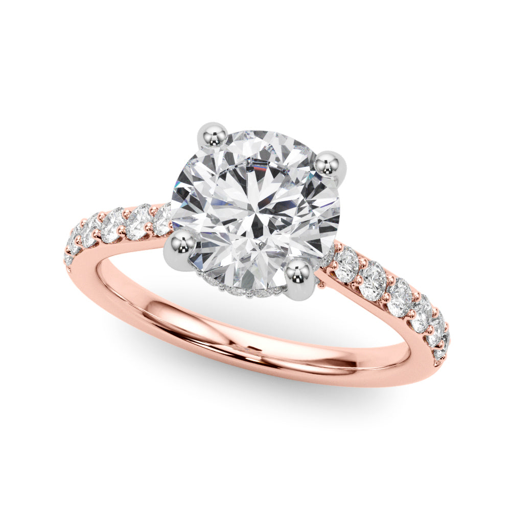 Majestic Halo Round Diamond Engagement Ring in 10K/14K gold and platinum with certified lab-grown or natural diamonds