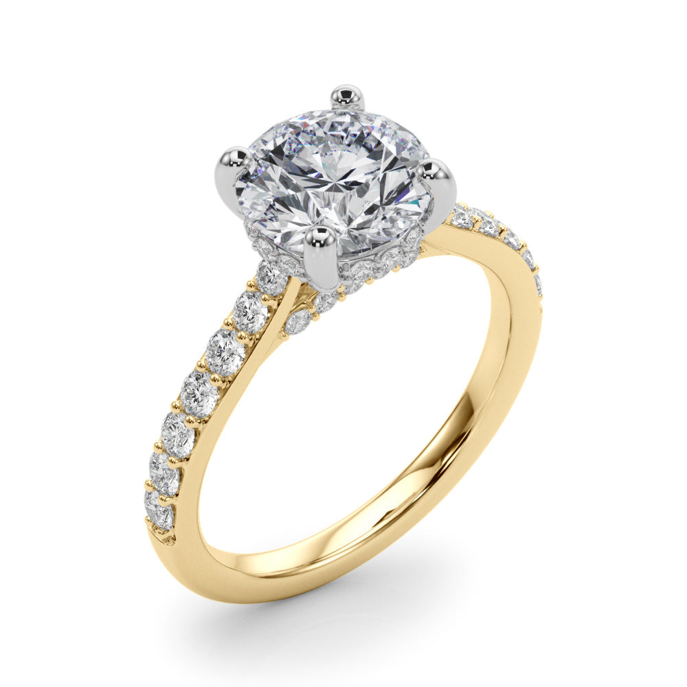 Majestic Halo Round Diamond Engagement Ring in 10K/14K gold and platinum with certified lab-grown or natural diamonds