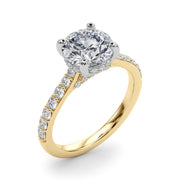 Majestic Halo Round Diamond Engagement Ring in 10K/14K gold and platinum with certified lab-grown or natural diamonds