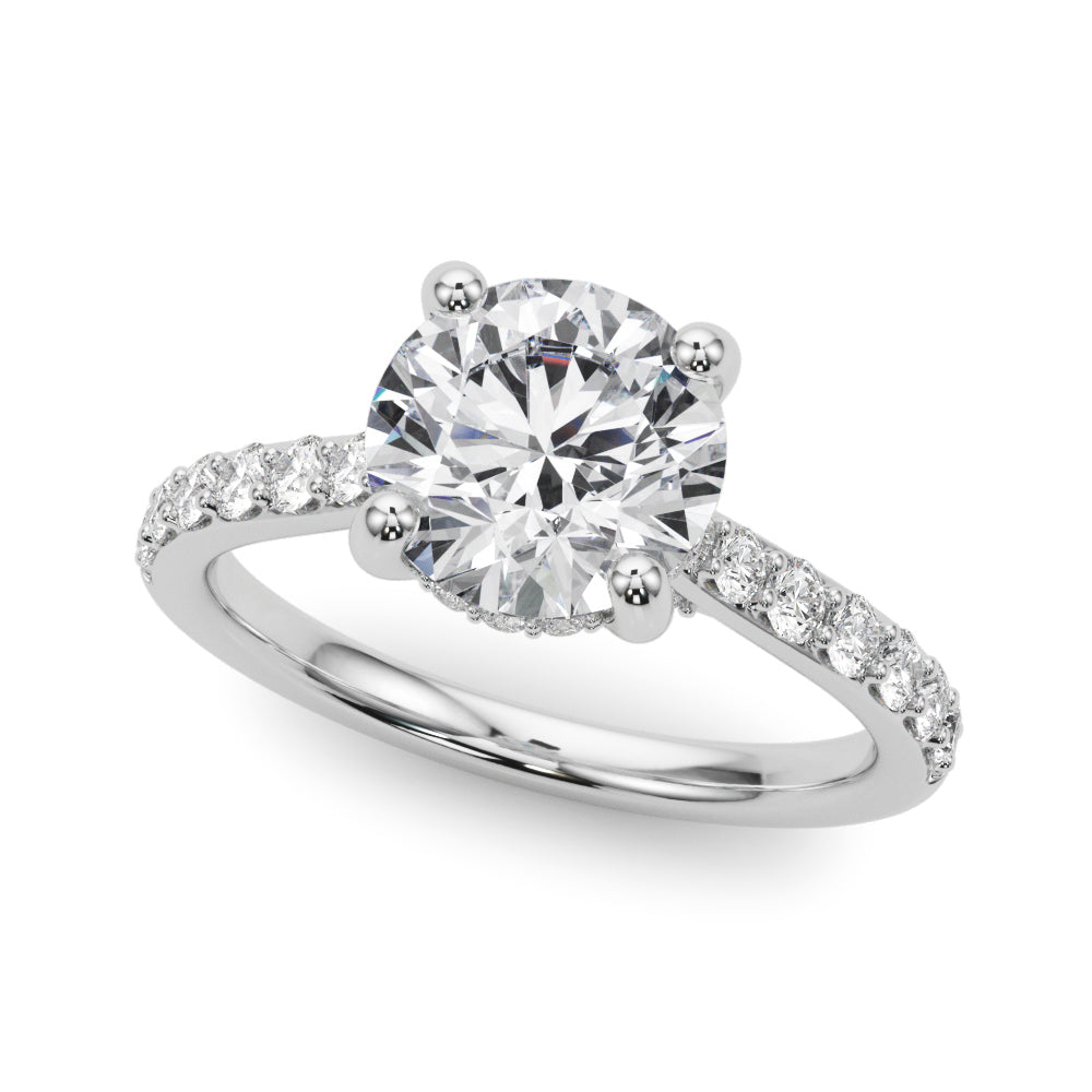 Majestic Halo Round Diamond Engagement Ring in 10K/14K gold and platinum with certified lab-grown or natural diamonds