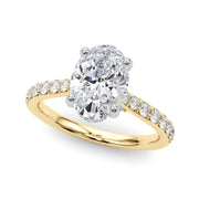 Refined Halo Oval Diamond Engagement Ring in 10K/14K gold and platinum with certified lab-grown or natural diamonds