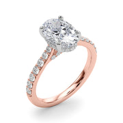 Refined Halo Oval Diamond Engagement Ring in 10K/14K gold and platinum with certified lab-grown or natural diamonds