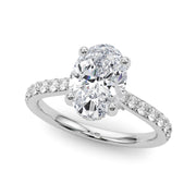 Refined Halo Oval Diamond Engagement Ring in 10K/14K gold and platinum with certified lab-grown or natural diamonds
