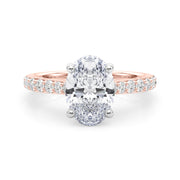 Refined Halo Oval Diamond Engagement Ring in 10K/14K gold and platinum with certified lab-grown or natural diamonds