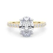 Refined Halo Oval Diamond Engagement Ring in 10K/14K gold and platinum with certified lab-grown or natural diamonds