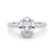 Refined Halo Oval Diamond Engagement Ring in 10K/14K gold and platinum with certified lab-grown or natural diamonds
