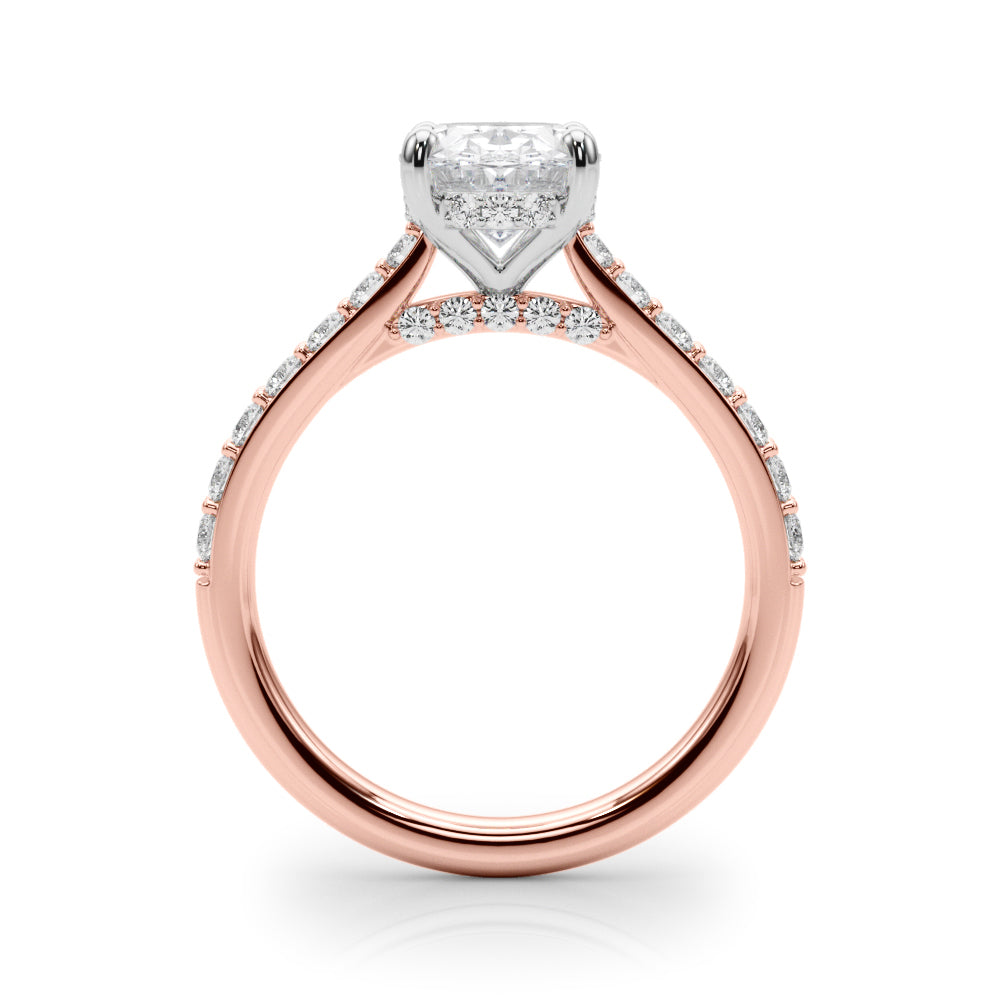 Refined Halo Oval Diamond Engagement Ring in 10K/14K gold and platinum with certified lab-grown or natural diamonds