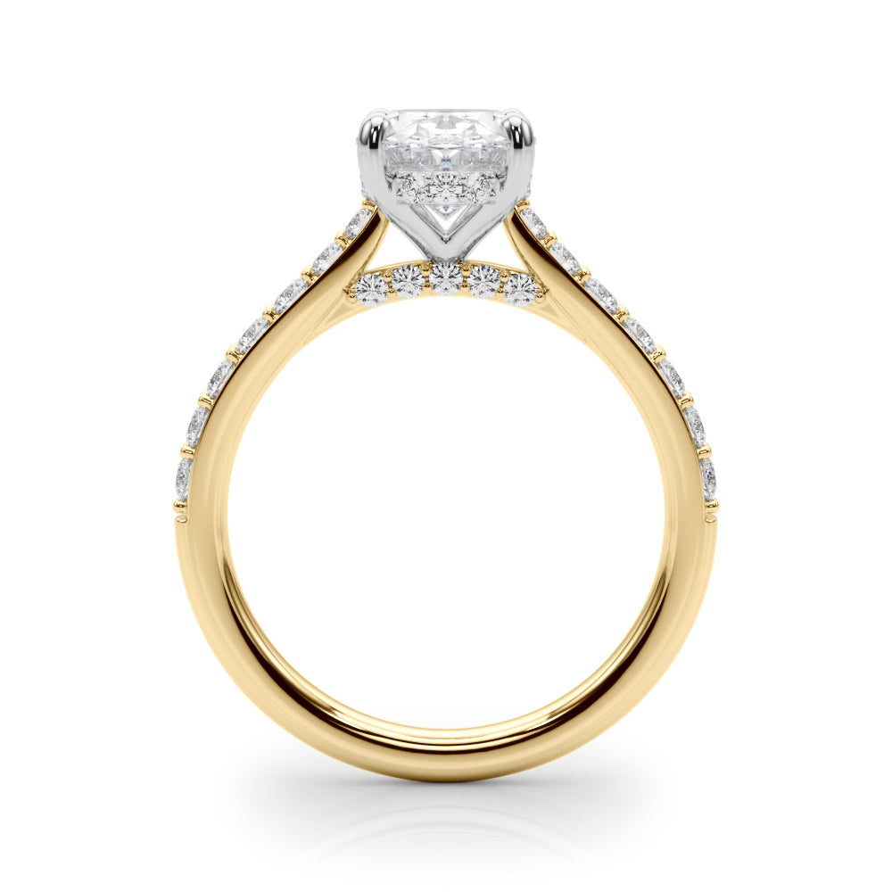 Refined Halo Oval Diamond Engagement Ring in 10K/14K gold and platinum with certified lab-grown or natural diamonds
