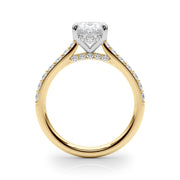 Refined Halo Oval Diamond Engagement Ring in 10K/14K gold and platinum with certified lab-grown or natural diamonds