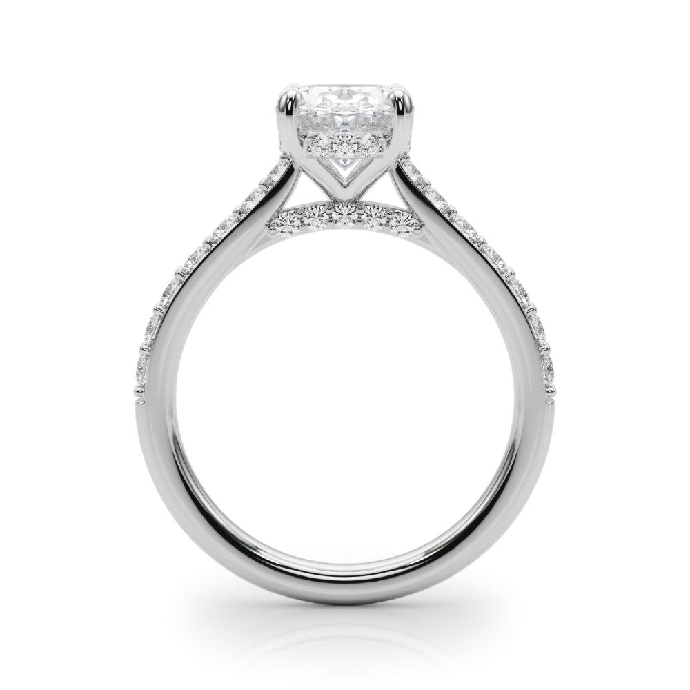 Refined Halo Oval Diamond Engagement Ring in 10K/14K gold and platinum with certified lab-grown or natural diamonds