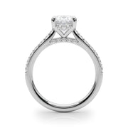 Refined Halo Oval Diamond Engagement Ring in 10K/14K gold and platinum with certified lab-grown or natural diamonds