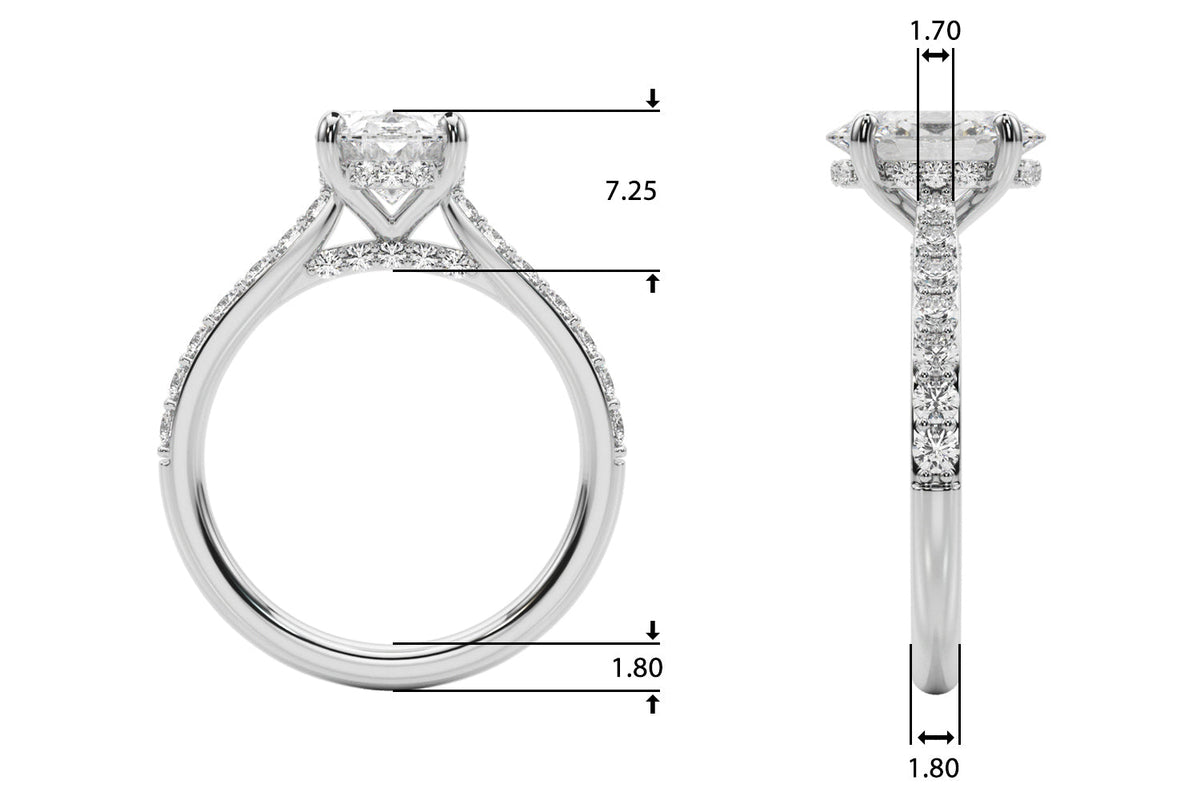 Refined Halo Oval Diamond Engagement Ring in 10K/14K gold and platinum with certified lab-grown or natural diamonds