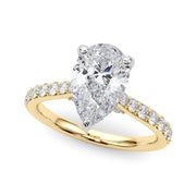 Iconic Halo Pear Diamond Engagement Ring in 10K/14K gold and platinum with certified lab-grown or natural diamonds